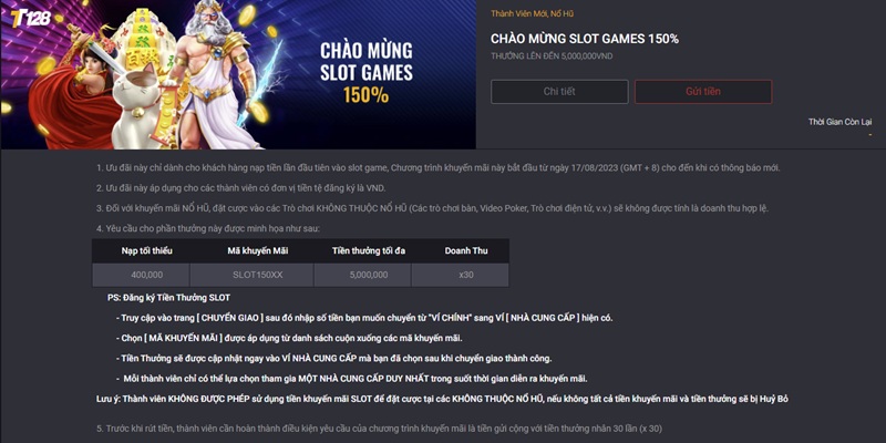 Nhà cái TT128 khuyến mãi nạp lần đầu 150% cực hấp dẫn 1 TT128 khuyến mãi nạp lần đầu 150%